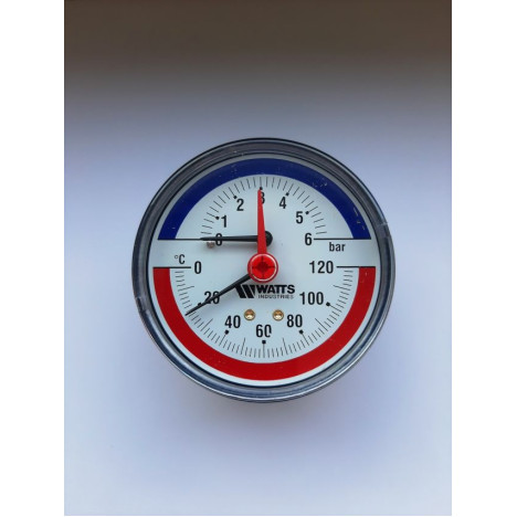 Termomanometrs TIM-80; 0-6bar/120*C; T1/2''; D80mm